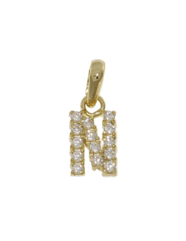 ZŁOTY WISIOREK LITERKA N Z CYRKONIAMI PR. 333