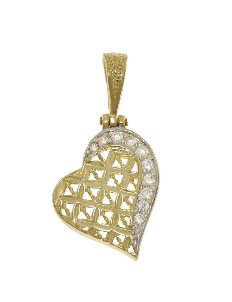 ZŁOTY WISIOREK SERDUSZKO AŻUROWE Z CYRKONIAMI PR. 333