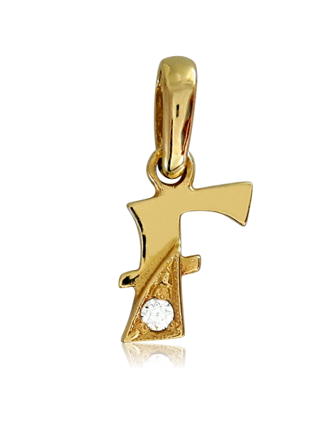 ZŁOTA LITERKA F Z CYRKONIĄ WISIOREK ZE ZŁOTA PRÓBY 585