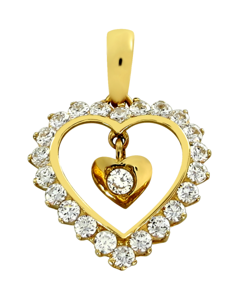 ZŁOTY WISIOREK SERDUSZKO Z CYRKONIAMI PR. 585