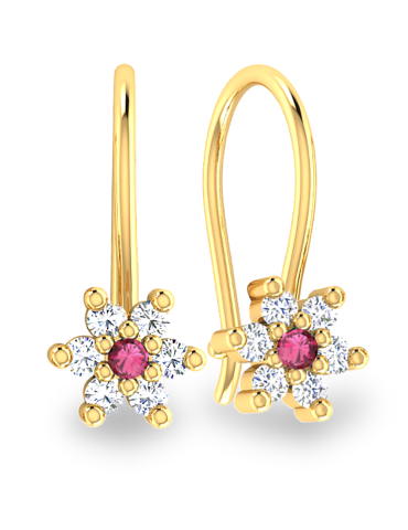 ZŁOTY KOMPLET KWIATKI Z RUBINAMI PR. 333