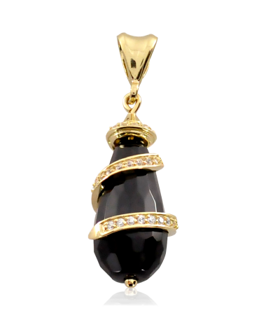 ZŁOTY KOMPLET SOPELKI ONYKSOWE Z CYRKONIAMI PR. 585