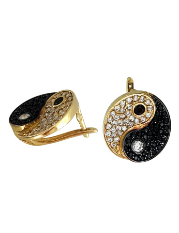 ZŁOTY KOMPLET TAI CHI - YIN YANG Z CZARNYMI CYRKONIAMI PR. 585