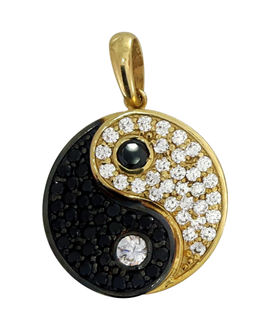 ZŁOTY KOMPLET TAI CHI - YIN YANG Z CZARNYMI CYRKONIAMI PR. 585