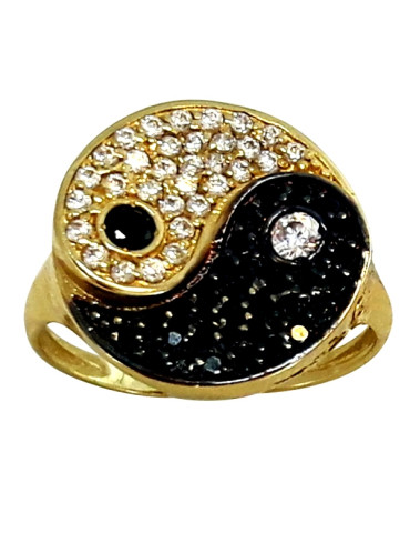 ZŁOTY KOMPLET TAI CHI - YIN YANG Z CZARNYMI CYRKONIAMI PR. 585