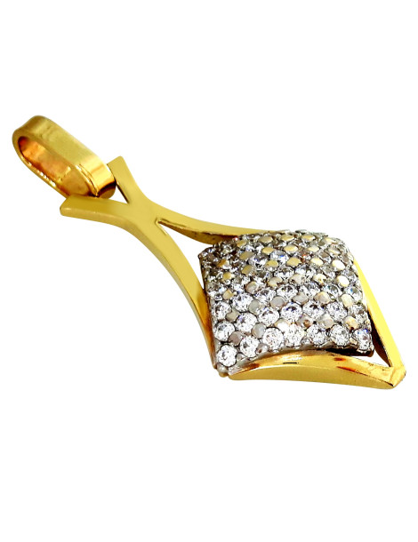 ZŁOTY KOMPLET ROMBY Z CYRKONIAMI PR. 585