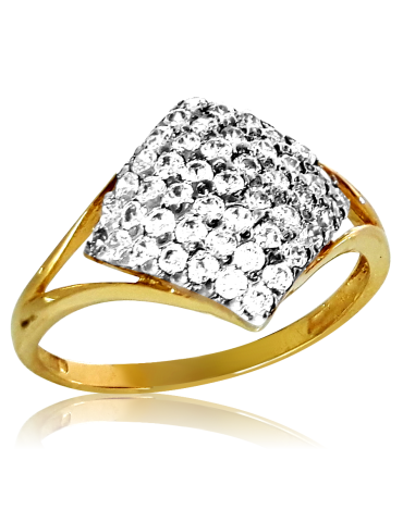 ZŁOTY KOMPLET ROMBY Z CYRKONIAMI PR. 585