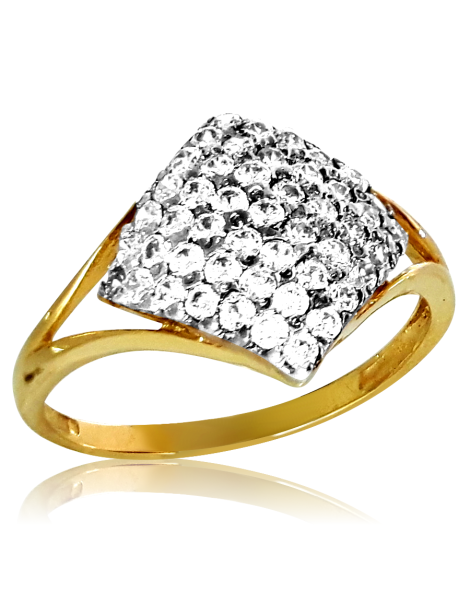 ZŁOTY KOMPLET ROMBY Z CYRKONIAMI PR. 585