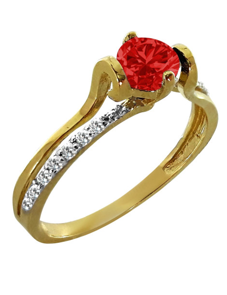 ZŁOTY PIERŚCIONEK ZARĘCZYNOWY Z RUBINEM PR. 333