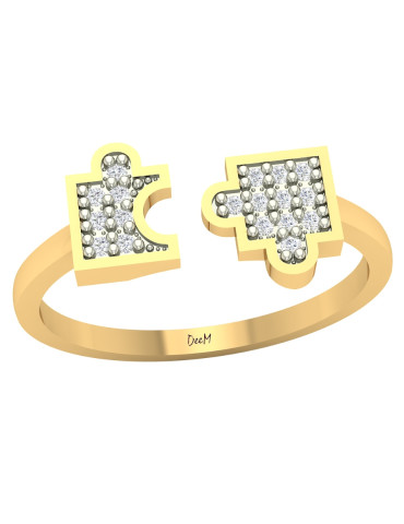 NOWOCZESNY PIERŚCIONEK DWA PUZZLE REGULOWANY ZE ZŁOTA PR. 585