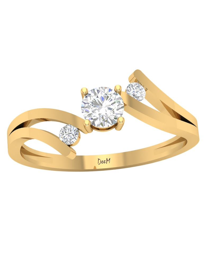 ZŁOTY PIERŚCIONEK FALE Z CYRKONIAMI PR. 585