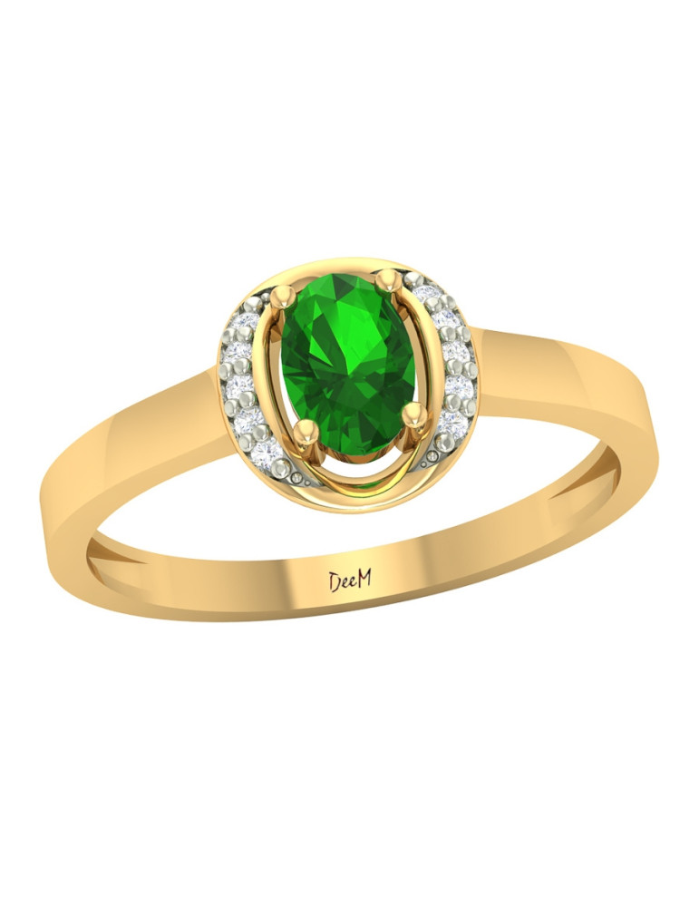 ZŁOTY PIERŚCIONEK ZARĘCZYNOWY ZE SZMARAGDEM PR. 585