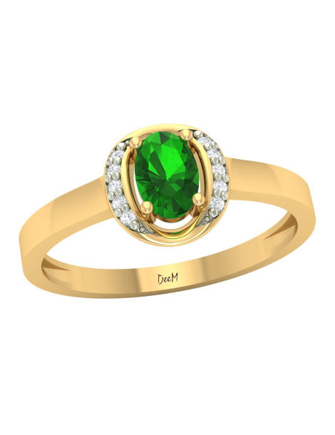 ZŁOTY PIERŚCIONEK ZARĘCZYNOWY ZE SZMARAGDEM PR. 585