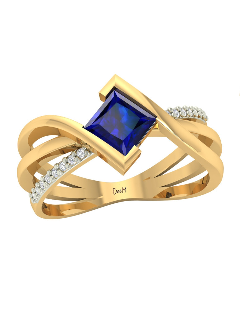 ZŁOTY PIERŚCIONEK ZARĘCZYNOWY Z SZAFIREM PR. 585