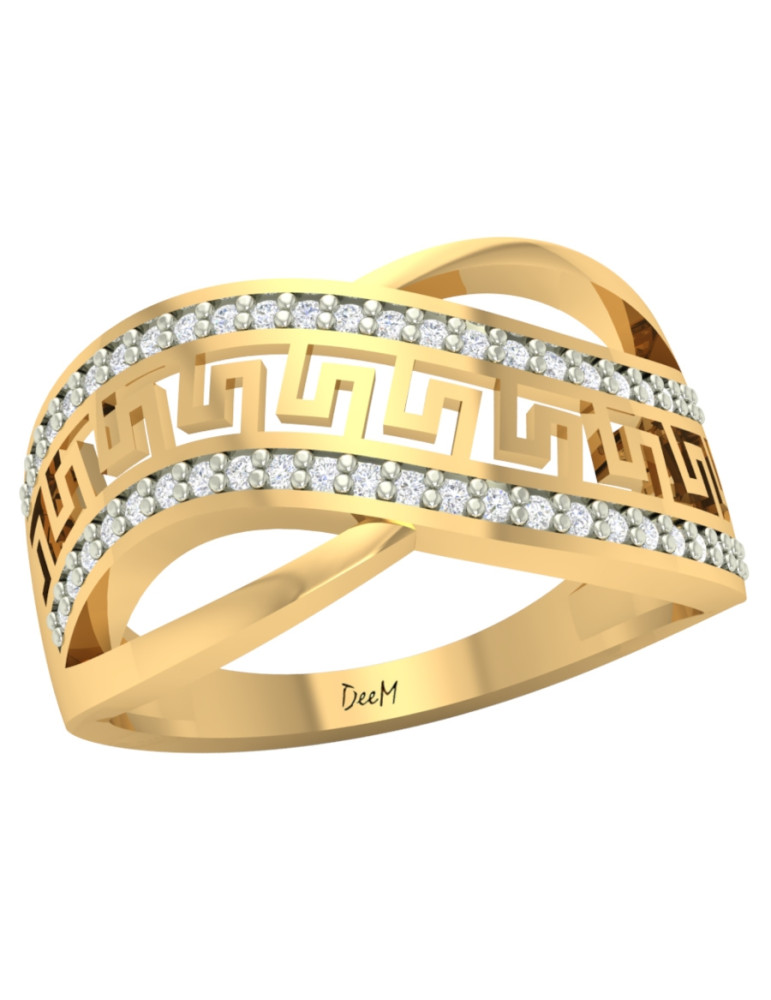 ZŁOTY PIERŚCIONEK WZÓR GRECKI PR. 585 SZEROKI