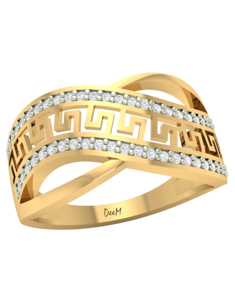 ZŁOTY PIERŚCIONEK WZÓR GRECKI PR. 585 SZEROKI