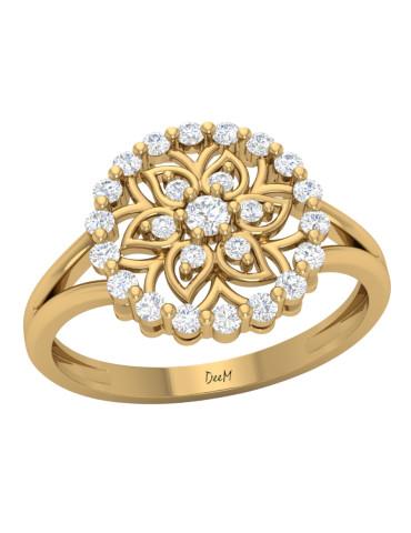 OKRĄGŁY PIERŚCIONEK Z CYRKONIAMI ZE ZŁOTA 585