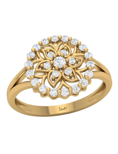 OKRĄGŁY PIERŚCIONEK Z CYRKONIAMI ZE ZŁOTA 585