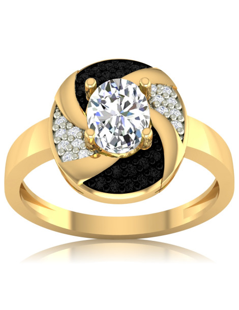 ZŁOTY PIERŚCIONEK ZARĘCZYNOWY Z CZARNYMI I BIAŁYMI CYRKONIAMI PR. 333