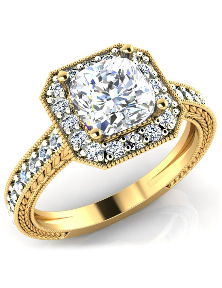 ELEGANCKI PIERŚCIONEK ZARĘCZYNOWY KWADRAT ZE ZŁOTA PRÓBY 585