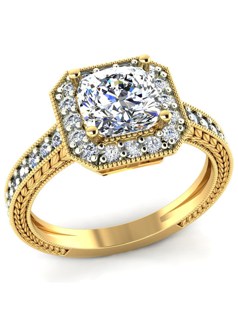 ELEGANCKI PIERŚCIONEK ZARĘCZYNOWY KWADRAT ZE ZŁOTA PRÓBY 585