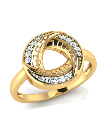 OKRĄGŁY PIERŚCIONEK ZARĘCZYNOWY KOŁO Z WZOREM GRECKIM ZE ZŁOTA PR. 333