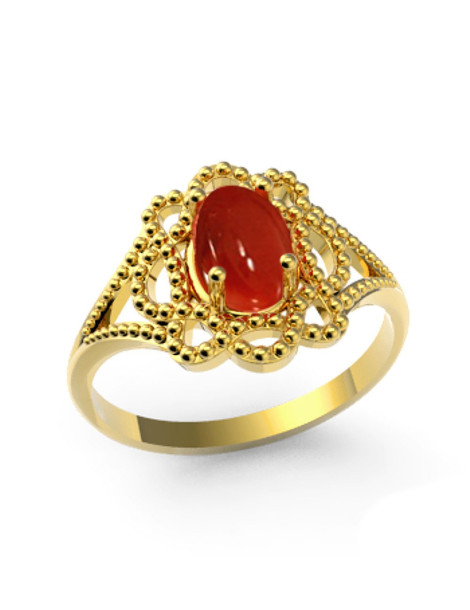 ZŁOTY PIERŚCIONEK ZARĘCZYNOWY Z KORALEM PR. 585