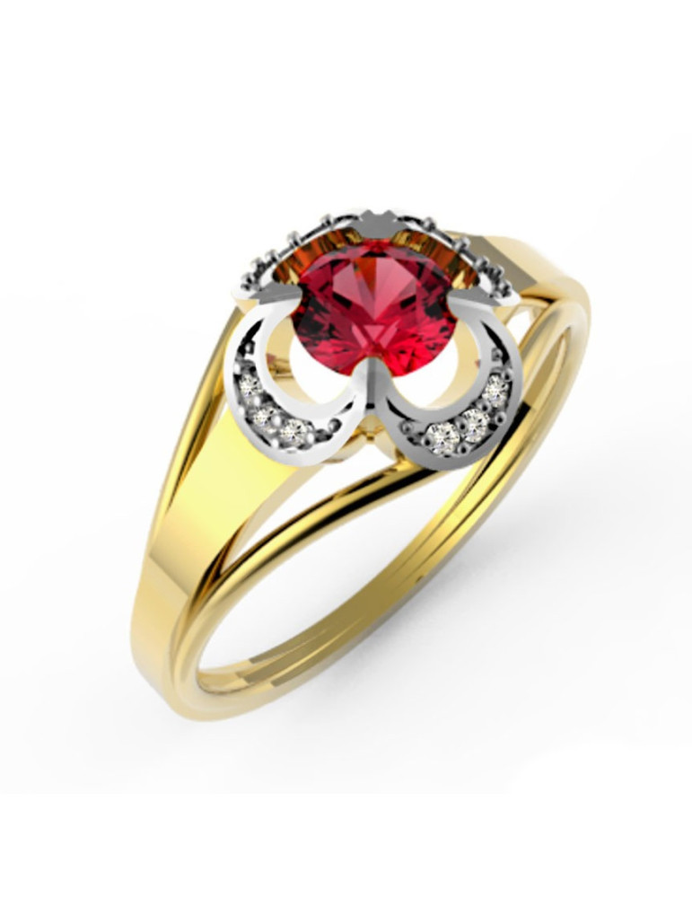 ZŁOTY PIERŚCIONEK ZARĘCZYNOWY Z RUBINEM PR. 585