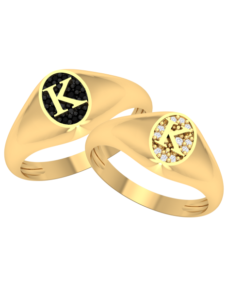 ZŁOTY SYGNET Z LITERKĄ Z CYRKONIAMI PR. 333