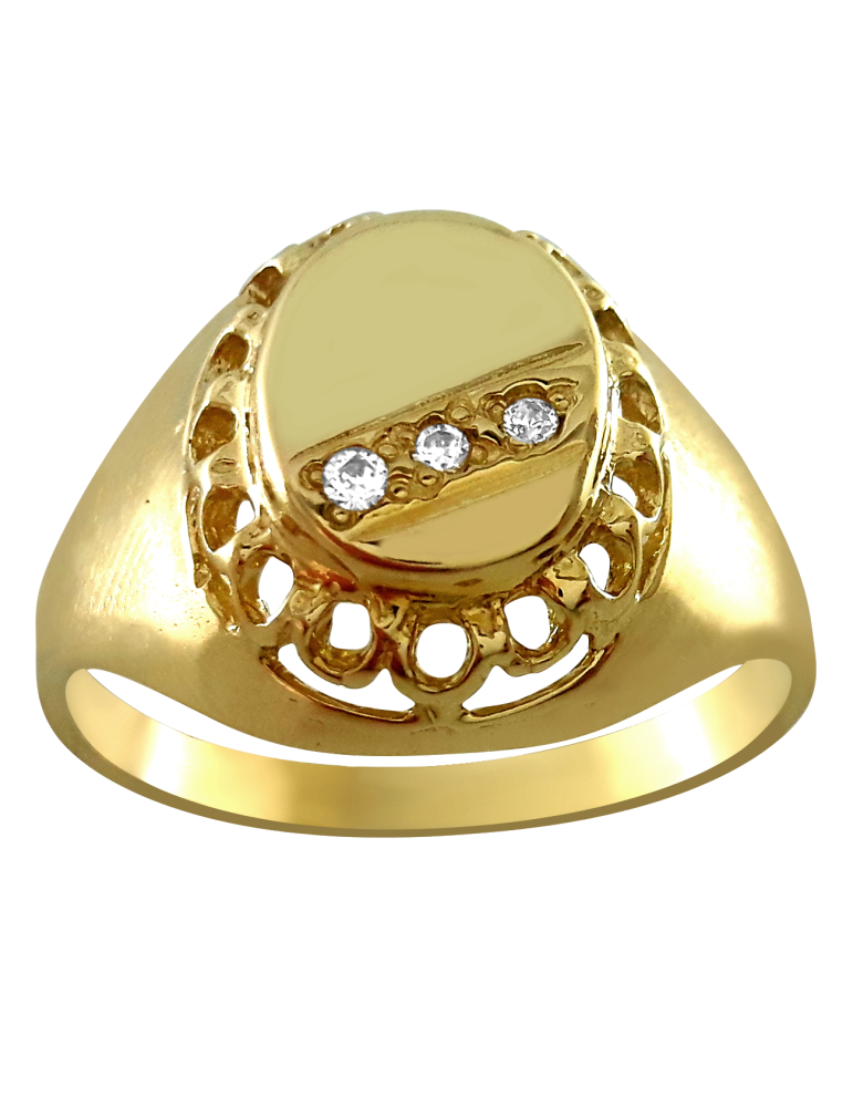 ZŁOTY SYGNET Z CYRKONIAMI PR. 585