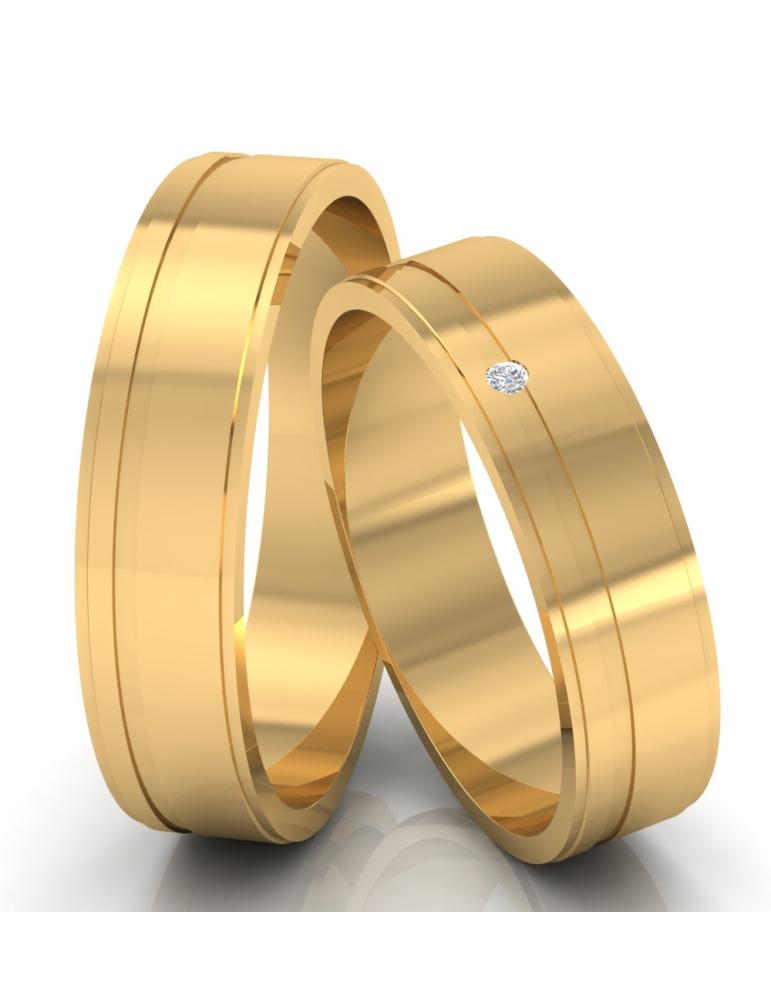 ZŁOTE OBRĄCZKI ŚLUBNE Z DIAMENTEM