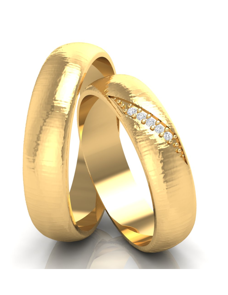 ZŁOTE OBRĄCZKI ŚLUBNE MATOWANE Z BRYLANTAMI
