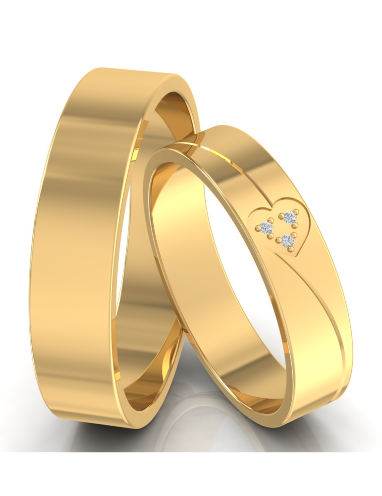 OBRĄCZKI ŚLUBNE Z BRYLANTAMI Z SERDUSZKIEM