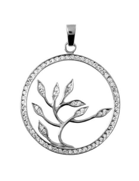 SREBRNY WISIOREK OKRĄGŁY DRZEWKO Z CYRKONIĄ PR. 925