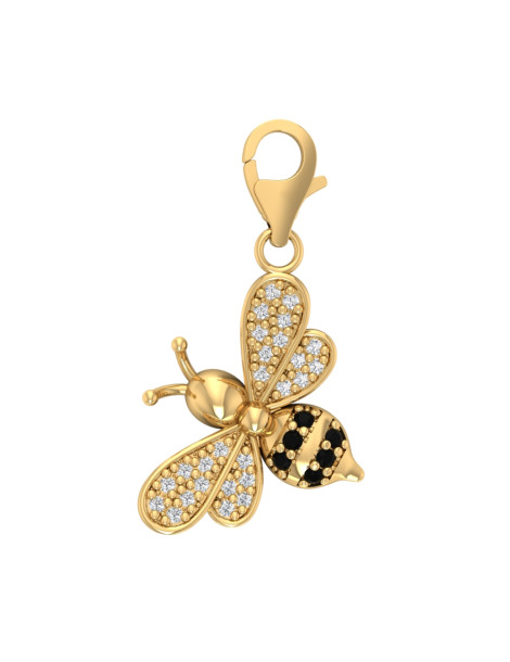 ZŁOTY CHARMS PSZCZÓŁKA Z CYRKONIAMI PR. 585