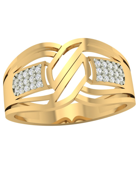 ZŁOTY PIERŚCIONEK OZDOBNY Z CYRKONIAMI PR. 585 SZEROKI