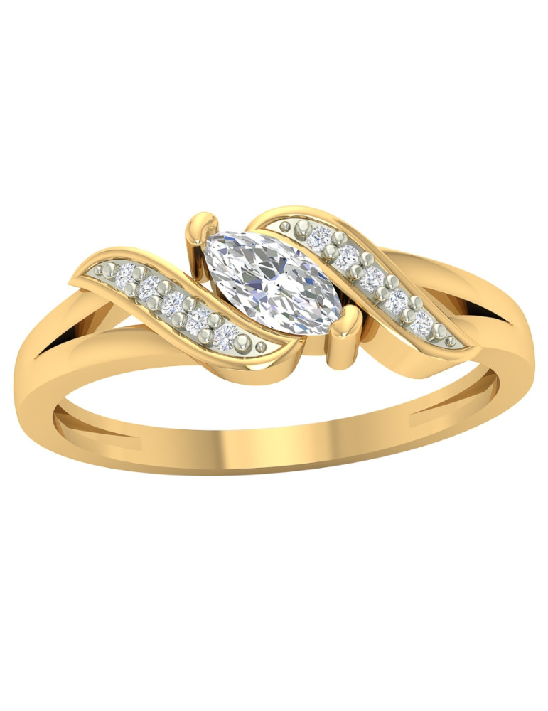 ZŁOTY PIERŚCIONEK OZDOBNY FALE Z CYRKONIAMI PR. 585