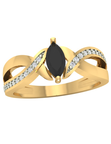 OKAZAŁY PIERŚCIONEK ZARĘCZYNOWY Z CZARNĄ CYRKONIĄ ZE ZŁOTA PR. 585