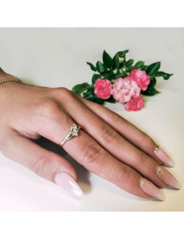 ZŁOTY PIERŚCIONEK ZARĘCZYNOWY SERDUSZKA PR. 585