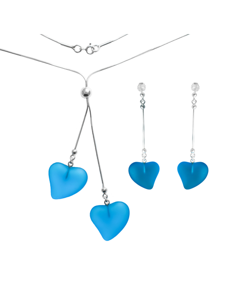 SREBRNY KOMPLET CZERWONE SERDUSZKA PR. 925