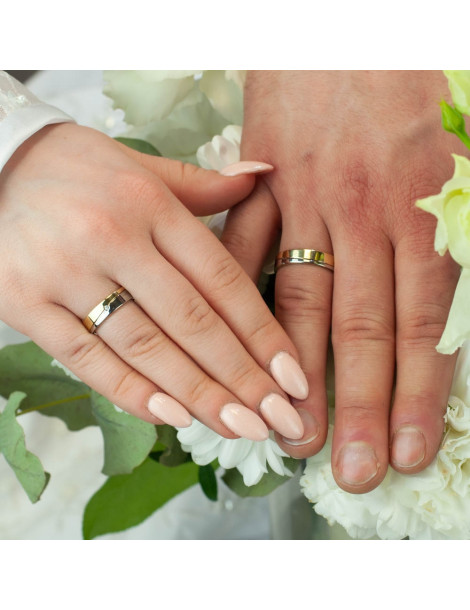 ZŁOTE OBRĄCZKI ŚLUBNE DWUKOLOROWE Z BRYLANTAMI