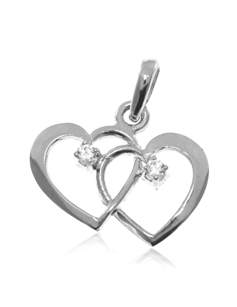 SREBRNY WISIOREK PODWÓJNE SERDUSZKO Z CYRKONIAMI PR. 925