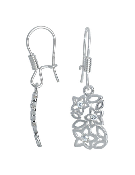 SREBRNE WISZĄCE KOLCZYKI KWIATKI NA BIGLU PR. 925