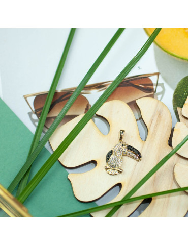 ZŁOTY WISIOREK PTAK Z CYRKONIAMI PR. 585 TUKAN