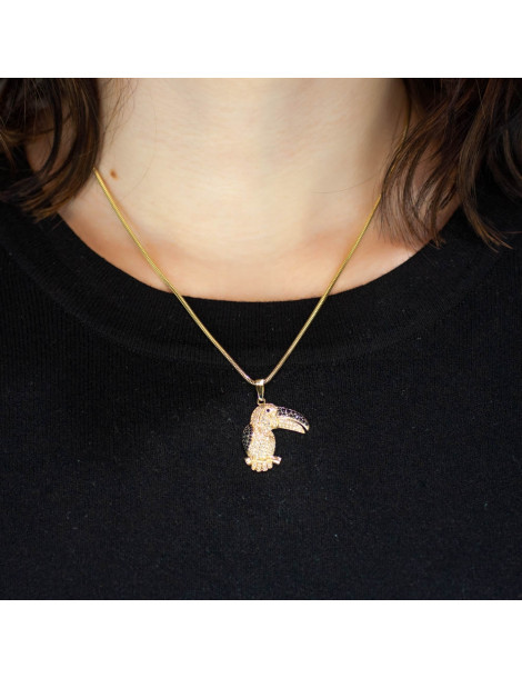 ZŁOTY WISIOREK PTAK Z CYRKONIAMI PR. 585 TUKAN