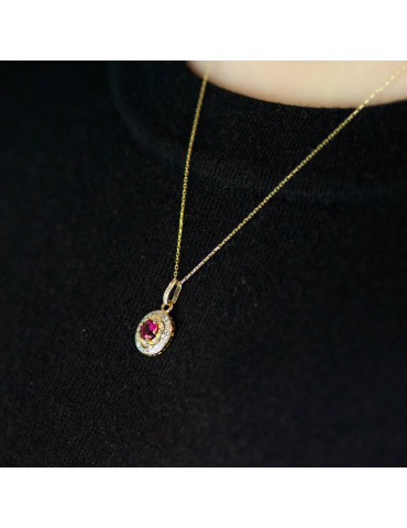 ZŁOTY WISIOREK KÓŁKO Z RUBINEM PR. 585