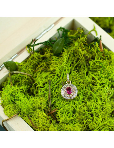 ZŁOTY WISIOREK KÓŁKO Z RUBINEM PR. 585