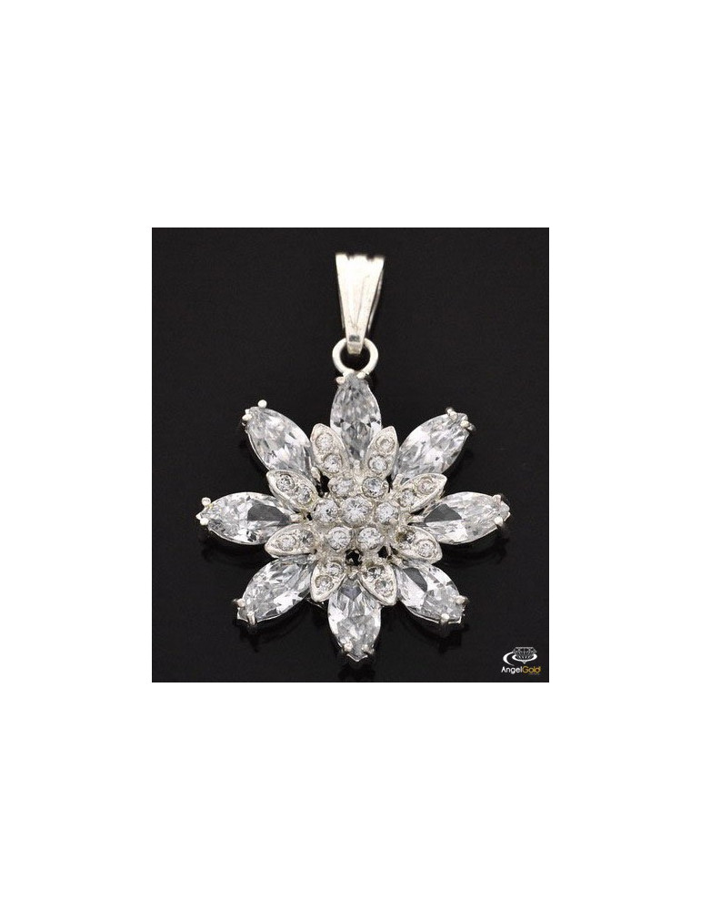 SREBRNY WISIOREK DUŻY KWIAT Z CYRKONIAMI PR. 925