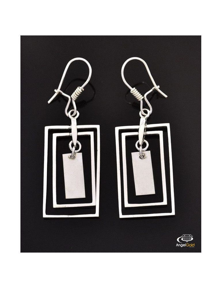 SREBRNE KOLCZYKI PROSTOKĄTY NA BIGLU PR. 925