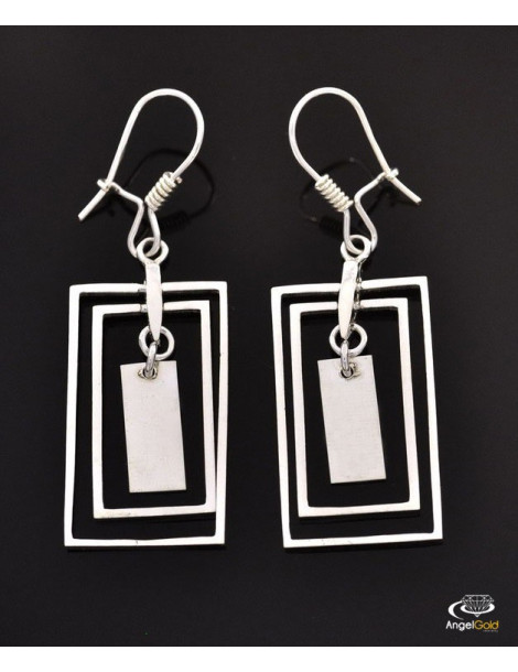 SREBRNE KOLCZYKI PROSTOKĄTY NA BIGLU PR. 925